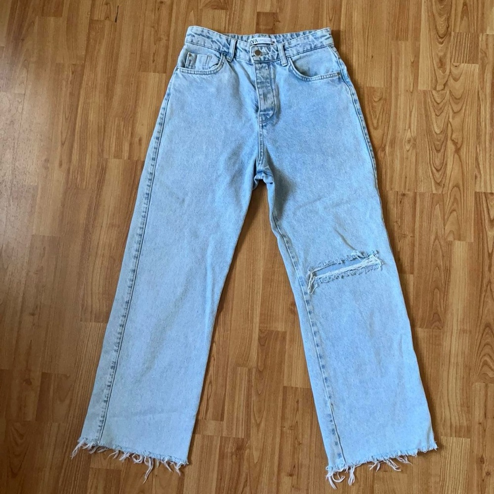 Light blue high waisted Zara denim jeans